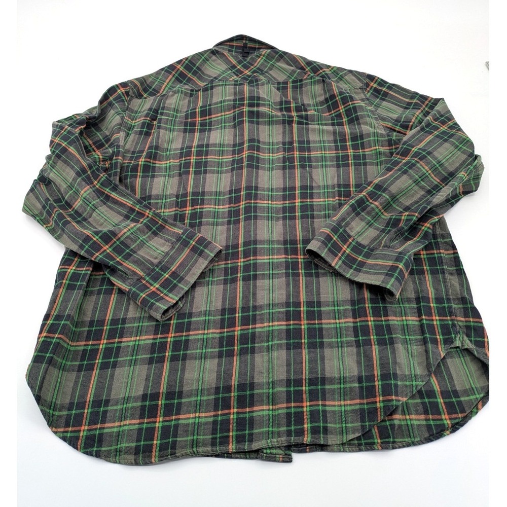 Rag & Bone New York Men's XL Plaid Flannel Shirt Green Black Orange Button Down - Picture 2 of 7